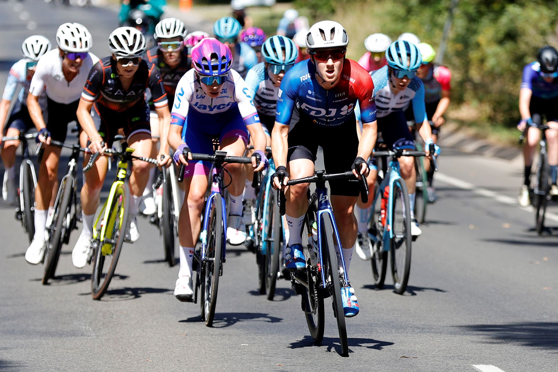 Grace Brown attacks the elite women peloton at the 2023 AusCycling Road National Championships in Buninyong, Ballarat